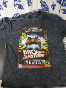 Back to The Future Delorean Powered By Flux Capacitor BTTF Gray T-Shirt Men's XL - Picture 1 of 6