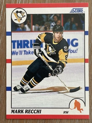 Tarjeta de hockey de novato 1990-91 Score Mark Recchi (RC) Pittsburgh Penguins #186 Foto 1 de 2