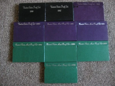 LOT OF 10 UNITED STATES PROOF SETS 1980, 82, 84,87 88, 92, 94, 96, 97, 98 - Image 1 of 2