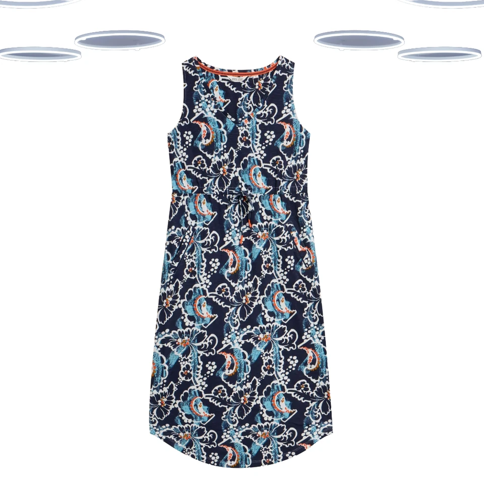 Ex White Stuff Women's Sleeveless Floral Printed Midi Dress in Navy (Defect) - Image 1 of 4