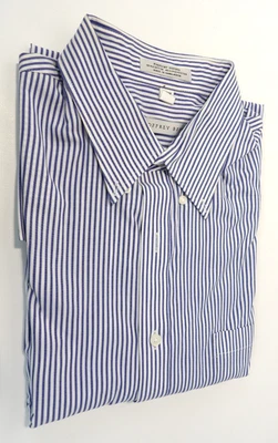 Geoffrey Beene Men's Blue Striped Button-Down Dress Shirt Size M 16.5 / 32-33 - Image 1 of 3