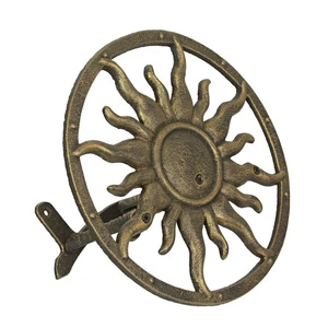 Zeckos Bronze Finish Gusseisen Sonne Wandmontage hängend Gartenschlauch Halter - Bild 1 von 8