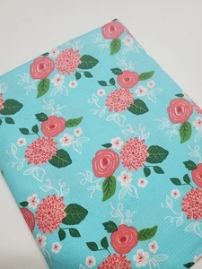 Lella Boutique Fabric Gooseberry Aqua Floral Moda Cotton Quilt Sew ONE YARD  - Picture 1 of 3