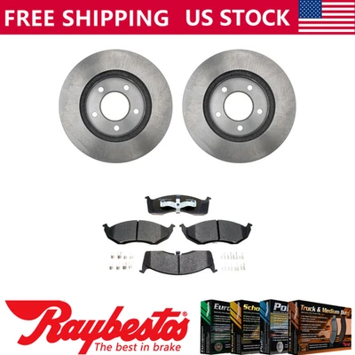 Kit dianteiro rotores de freio + pastilhas de cerâmica e ferragens para 1993-1997 Chrysler Intrepid - Imagem 1 de 4