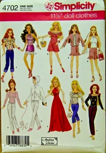SIMPLICITY PATTERN 4702 PUPPENKLEIDUNG FÜR 11 1/2" MODEPUPPE UNGESCHNITTEN NEU - Bild 1 von 2