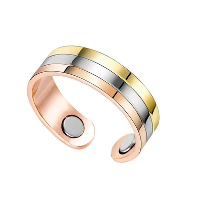Magnetic pure copper adjustable ring with 2 magnet,handmade,free UK delivery — 第 1/4 张图片