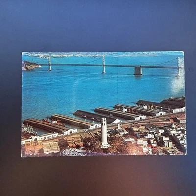 1966 aerial San Francisco chrome Coit Tower Bay Bridge FABVINTY BARGAIN POSTCARD - Image 1 of 2