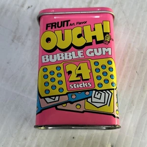 1980-90's Fruit Art Flavor Ouch Bubble Gum 24 Sticks Empty Tin Container - Picture 1 of 8