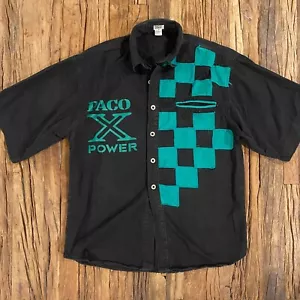 Camicia Paco Adulto M Nera Manica Corta Bottoni Scacchiera Uomo Vintage - Foto 1 di 9
