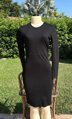 VESTIDO AJUSTADO BELSTAFF INGLATERRA NEGRO ELÁSTICO MANGA LARGA TALLA 42 HECHO EN ITALIA Foto 1 de 4