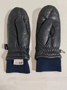 Vtg GORDINI Blue Leather Womens Medium Gore-Tex Lined Mittens Heatrap - Picture 1 of 17