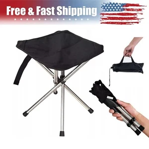 Folding Camping Chair Steel Fishing Stool Portable for Outdoor Hiking Trekking - Picture 1 of 15