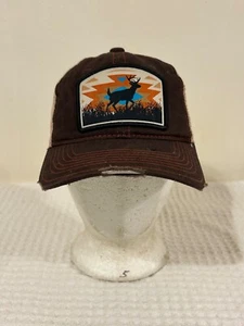 Outdoor Cap Aztec Deer Trucker Hat Ball Cap Brown Cream Mesh SnapBack Adjustable - Picture 1 of 6