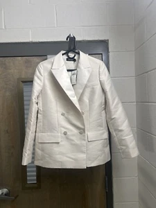 LAUREN RALPH LAUREN Damen Satin-Besatz Blazer Creme Größe 6 Neu mit Etikett Neu - Bild 1 von 9