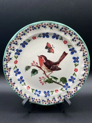 Anthropologie Nathalie Lete Bird Butterfly Floral Dining Dessert Plate 8.25” New