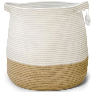 Large Blanket Basket For Living Room Decorative Woven Baskets For Storage Cotton - Picture 1 of 8