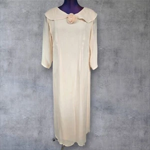 Vintage April Cornell 20's Style Peach Sheath Prairie Maxi Dress Size Medium P1 - Picture 1 of 10
