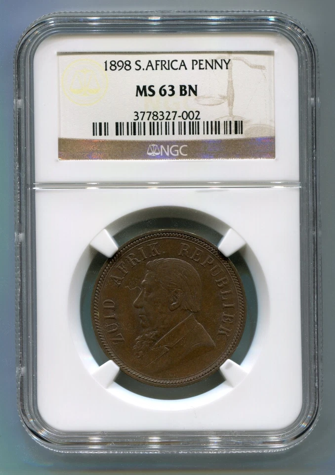 South Africa 1898 1 Penny Kruger era ZAR Coin High Grade NGC Certified MS 63 BN - Image 1 of 2