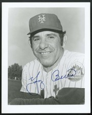 Yogi Berra Signed 4x5 B&W Photo New York Mets Autograph ZJ6476