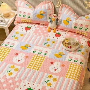 Hasen Erdbeere Bettwäsche Set | Steppdecke Bettlaken Kissenbezug Kinderzimmer Schlafzimmer #776 - Bild 1 von 4