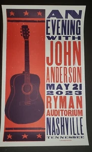 JOHN ANDERSON Ryman 2023 STAMPA PORTELLO SHOW Poster Concerto di Nashville Spettacolo Acustico - Foto 1 di 3