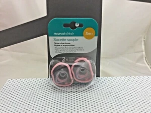 Nanobébé 2 sucettes souple silicone rose sans BPA bébé 0-3 ou 3+ - Imagen 1 de 1