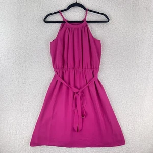 Ann Taylor LOFT Pink Halter Swing Dress Womens Knee Length Sleeveless Size 2 - Picture 1 of 13