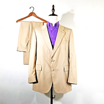 Traje De Colección Levis Caqui Popelina Sarga 2 Piezas De Colección Años 80 90 EE. UU. Chaqueta 44 L Pantalones 39 W Foto 1 de 4