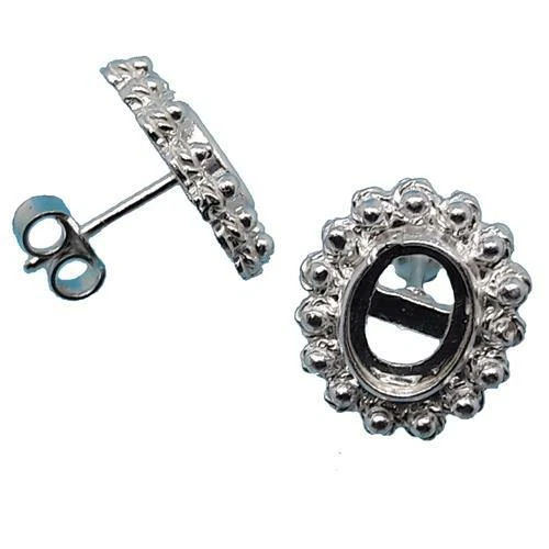 Coralli di Sardegna Base Orecchino Filigrana Sarda Argento Pallini Castone 6x8mm - Immagine 1 di 1