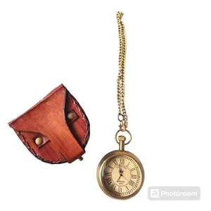 Reloj Bolsillo Estilo Antiguo Latón Victoria 1875 Vintage Nuevo con Estuche de Cuero - Imagen 1 de 3