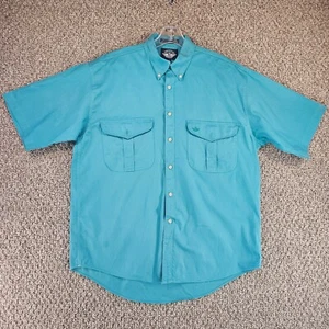 Dockers Canvas Shirt Mens Medium ( Measures Large ) Short Sleeve Button Up - Picture 1 of 8