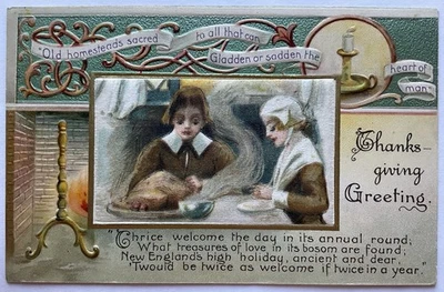 Vintage John Winsch Silk Postcard - Thanksgiving Greeting, Samuel Schmucker  - Image 1 of 2