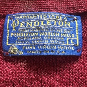 Vintage 80s Pendleton 100% Virgin Wool Cardigan L Button Front Burgundy Made USA - Picture 1 of 13