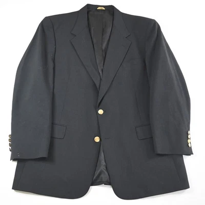 Blazer Abrigo Deportivo De Colección Hecho en EE. UU. Austin Reed 44R Negro 100% Lana Dorado Botón Foto 1 de 4