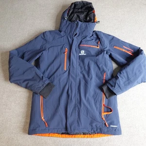 Salomon Mens Jacket Small Blue Full Zip Removable Hood Water Repellent Brilliant - Picture 1 of 15