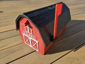 Vintage Rustic Red Barn Mailbox Black Roof Plastic 19.5 x 11 3/4 x 11.5 USA C2 - Picture 1 of 17