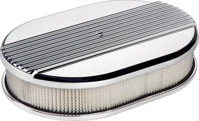 Billet Spec Air Filter Assembly Small Oval Aluminum Ribbed Design 2" Filter H Foto 1 de 3
