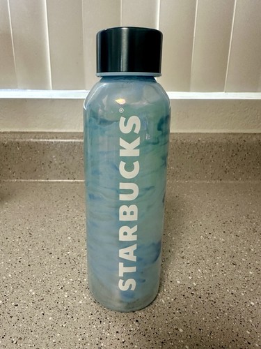 Starbucks Glass Water Bottle 2024 Iridescent Aqua Luster Wave.(See Description)