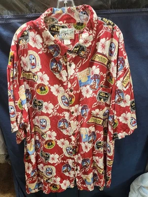 Camisa Big Dogs Hawaiana Botón Estampado Floral Cerveza Talla 3X Foto 1 de 4