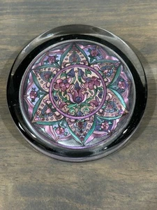 Vintage Floral Mandala Design Glass Paperweight Thomas Cathey Collection Made in - Picture 1 of 6