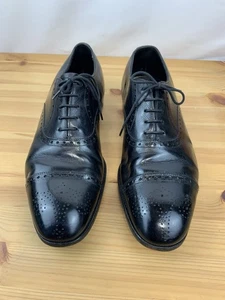 Edward Green Black Oxford Cap Toe Shoes Size 10/Handcrafted Northampton England - Picture 1 of 10