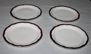 (4) Vintage Buffalo China Dinner Plates Black & Maroon Restaurant Ware USA - Picture 1 of 10