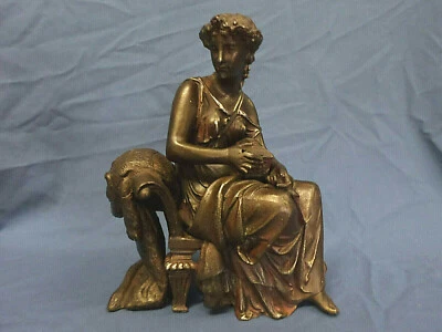 3224M ¿Bronce De Colección? Escultura de metal mujer en banco con PIEL DE LEÓN se ve muy bien Foto 1 de 4