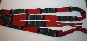 Pendleton Red Green Blue Black White Wool Strip 72" Fabric Remnant w Fringe - Picture 1 of 2