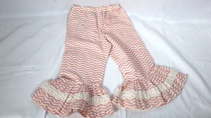 NUEVO Pantalones Capri Niñas 3T Pastel Mostaza Dulce Rosa Cachemira Crops Chevron Volantes - Imagen 1 de 5