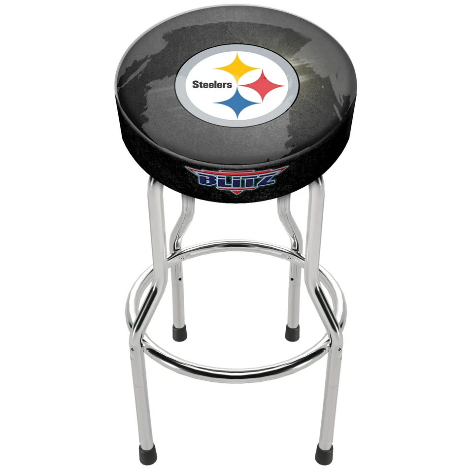 NFL Team Logo Bar Stool Adjustable Swivel Seat High Back Chair Blitz Football - Image 1 of 4