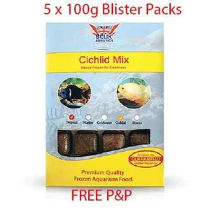 BCUK Frozen Fish Food- 5 x 100g Blister Packs-Cichlid Mix --FREE P&P - Picture 1 of 1
