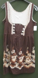 Damen Trachten Kleid Dirndl braun mit Stickerei Gr. 44 - Picture 1 of 2