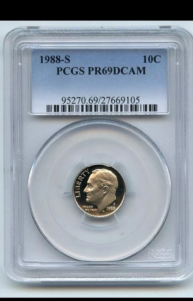 1988 S 10C Roosevelt Dime Proof PCGS PR69DCAM #+ - Image 1 of 1
