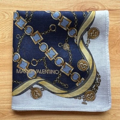 HANDKERCHIEF ART VINTAGE GOLD COIN CHAIN MEN'S POCKET SQUARE COTTON 17" A0866 - Image 1 of 3